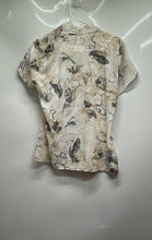 Load image into Gallery viewer, Calvin Klein Womens Beige Floral Short Bud Sleeve Button Front Blouse Top Size M
