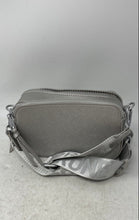 Load image into Gallery viewer, Prune Womens Penny Silver Faux Saffiano Leather Double Zip Crossbody Bag
