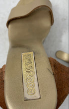 Load image into Gallery viewer, Ecocueros Womens Gold-Tone Leather Block Heel Platform Sandals Size EUR 37
