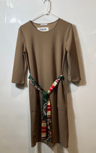 Load image into Gallery viewer, Zara Basic Womens Brown 3/4 Sleeve Crew Neck Tie Waist Shift Dress Size Small
