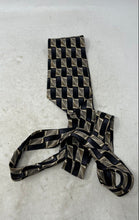 Load image into Gallery viewer, Pierre Cardin Mens Black Beige Geometric Keeper Loop Adjustable Pointed Tie
