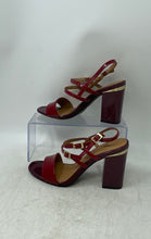 Load image into Gallery viewer, Calvin Klein Womens Caisiey Red Leather Open Toe Buckle Strappy Heels Size 5
