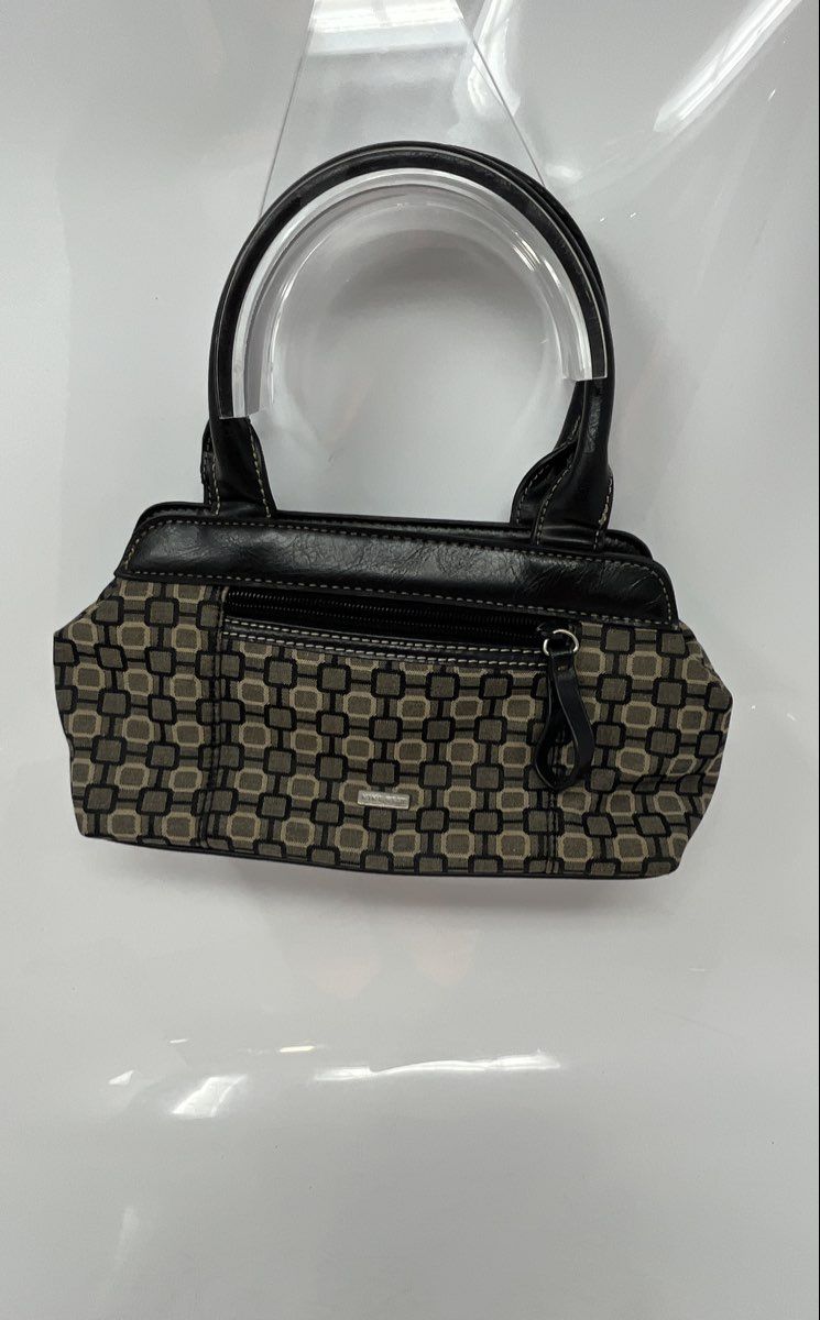 Nine West Womens Multicolor Geometric Inner Pockets Top Handle Satchel Bag