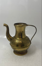 Load image into Gallery viewer, Vintage Solid Brass Tableware Ewer Pitcher Creamer Etched Flowers India
