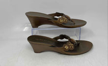 Load image into Gallery viewer, Montego Bay Club Womens Bronze Embellished Wedge Heel Thong Sandals Size 9
