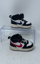 Load image into Gallery viewer, Nike Kids Court Borough 2 Mid Black White Red Hook &amp; Loop Sneaker Shoes Size 5C
