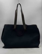 Load image into Gallery viewer, Versace Fragrances Womens Black Bottom Studs Double Strap Tote Handbag Stained
