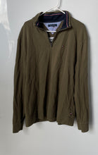 Load image into Gallery viewer, Tommy Hilfiger Mens Green Cotton Quarter Zip Long Sleeve Pullover Sweater Sz XL
