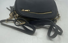 Load image into Gallery viewer, Womens Black Genuine Leather Tassel Adjustable Strap Zipper Crossbody Bag
