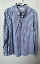 Load image into Gallery viewer, Calvin Klein Mens Blue White Plaid Print Long Sleeve Button-Up Shirt Size XL
