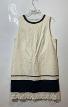 Load image into Gallery viewer, Ann Taylor Loft Womens White Blue Floral Lace Hem Short A-Line Dress Size 10
