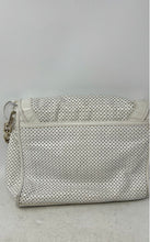Load image into Gallery viewer, Cole Haan Womens White Perforated Leather Turn Lock Flap Shoulder Handbag

