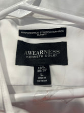 Load image into Gallery viewer, Kenneth Cole Mens White Awearness Slim Fit Stretch Non-Iron Dress Shirt Size L
