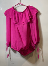 Load image into Gallery viewer, Michael Kors Womens Pink Long Sleeve Off The Shoulder Ruffle Blouse Top Sz Large
