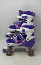 Load image into Gallery viewer, Gonex Unisex Kids Purple White Light Up Wheels Roller Skates Size 4-7 With Box
