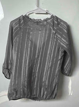 Load image into Gallery viewer, Express Womens Gray Striped 3/4 Sleeve Tie Front Blouse Top Size X-Small
