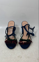 Load image into Gallery viewer, J.Crew Womens Multicolor Open-Toe Velvet Bow Block Ankle Strap Heels Size 9
