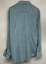 Load image into Gallery viewer, Hugo Boss Mens Green Blue White Gingham Long Sleeve Slim Fit Dress Shirt Sz 17.5
