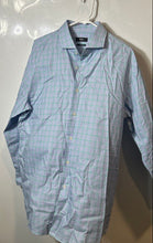 Load image into Gallery viewer, Hugo Boss Mens Blue Green Printed Long Sleeve Collared Dress Shirt Size 17
