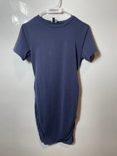 Load image into Gallery viewer, Express Womens Blue Short Sleeve Crew Neck Ruched T-Shirt Dress Size XS
