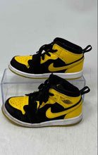 Load image into Gallery viewer, Nike Unisex Kids Air Jordan 1 Retro Mid BT Yellow Black Sneaker Shoes Size 10C
