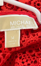 Load image into Gallery viewer, Michael Kors Womens Red Floral Crochet Lace Short Sleeve Blouse Top Size 14
