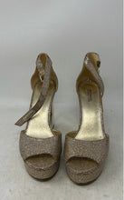 Load image into Gallery viewer, Michael Kors Womens Gold-Tone Glitter Buckle Block Platform Heels Size 7.5M
