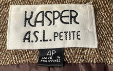 Load image into Gallery viewer, Kasper A.S.L. Womens Brown Herringbone Print Button Front Jacket Size 4P
