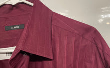 Load image into Gallery viewer, Alfani Mens Wine Striped Cotton Long Sleeve Collared Button-Up Shirt Size XL
