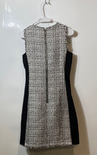 Load image into Gallery viewer, Karl Lagerfeld Womens Black White Tweed Sleeveless Notch Neck Sheath Dress Sz 2
