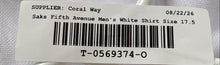 Load image into Gallery viewer, Saks Fifth Avenue Mens White Cotton Long Sleeve Slim Fit Dress Shirt Size 17.5

