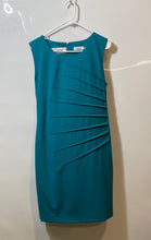 Load image into Gallery viewer, Calvin Klein Womens Turquoise Sleeveless Round Neck Pleated Sheath Dress Size 10
