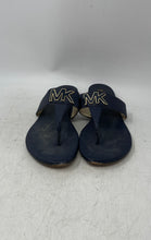Load image into Gallery viewer, Michael Kors Womens Sidney Blue Leather Slip-On Flat Thong Sandals Size 10M
