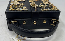 Load image into Gallery viewer, Reinventing Glamour Womens Black Gold Top Handle Crossbody Bag No Strap W/Tag
