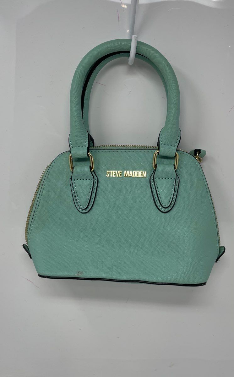 Steve Madden Womens Bfaith Turquoise Double Handle Zipper Mini Satchel Bag