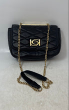 Load image into Gallery viewer, Bebe Womens Abigail Black Quilted Faux Leather Chain Strap Crossbody Handbag
