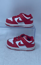 Load image into Gallery viewer, Nike Kids Dunk Low FB9107-119 Red White Slip-On Low Top Sneaker Shoes Size 6C
