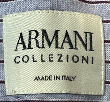 Load image into Gallery viewer, Authentic Armani Collezioni Mens Purple Striped Long Sleeve Dress Shirt Size L
