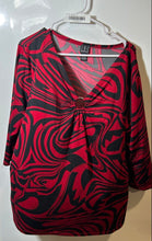 Load image into Gallery viewer, I.N.C. International Concepts Womens Red Black V-Neck Pullover Blouse Top Sz 2X
