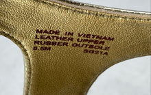 Load image into Gallery viewer, Michael Kors Womens Gold Leather Wedge Espadrille Thong Sandals Size 8.5M
