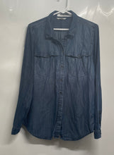 Load image into Gallery viewer, Calvin Klein Womens Blue Spread Collar Long Sleeve Button-Up Shirt Size Large
