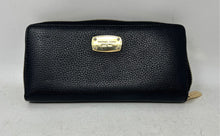Load image into Gallery viewer, Michael Kors Womens Black Leather Card Holder ID Window Zip-Around Wallet
