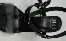 Load image into Gallery viewer, JLO Jennifer Lopez Womens Donel Black Leather Ankle Strap Heels Size 8.5M
