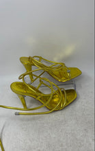 Load image into Gallery viewer, JLO Womens Gold Open Toe High Stiletto Heels Ankle Ties Strappy Sandals Sz 8.5 M
