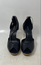 Load image into Gallery viewer, Michael Kors Womens Tiegan Black Embossed Leather Ankle Strap Heels Size 8.5
