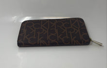 Load image into Gallery viewer, Calvin Klein Womens Brown Signature Print Inner Pockets Zip-Around Wallet
