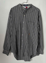 Load image into Gallery viewer, Tommy Hilfiger Mens Black White Plaid Print Long Sleeve Button-Up Shirt Size M
