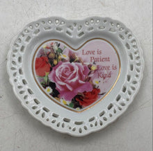Load image into Gallery viewer, Reproducta Roses Of Love Heart 2004 Porcelain Home Decor Trinket Dish
