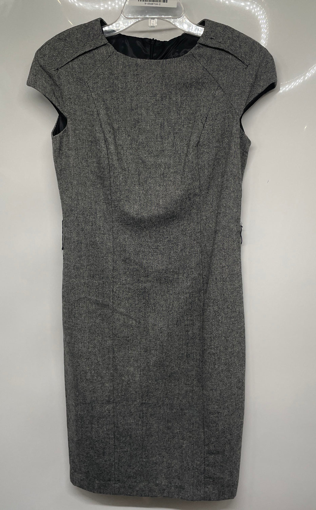 Zara Womens Gray Heather Short Cap Sleeve Round Neck Back Zip Shift Dress Size S