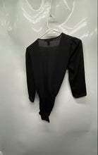 Load image into Gallery viewer, Forever 21 Womens Black 3/4 Sleeve Surplice Neck One-Piece Bodysuit Size S
